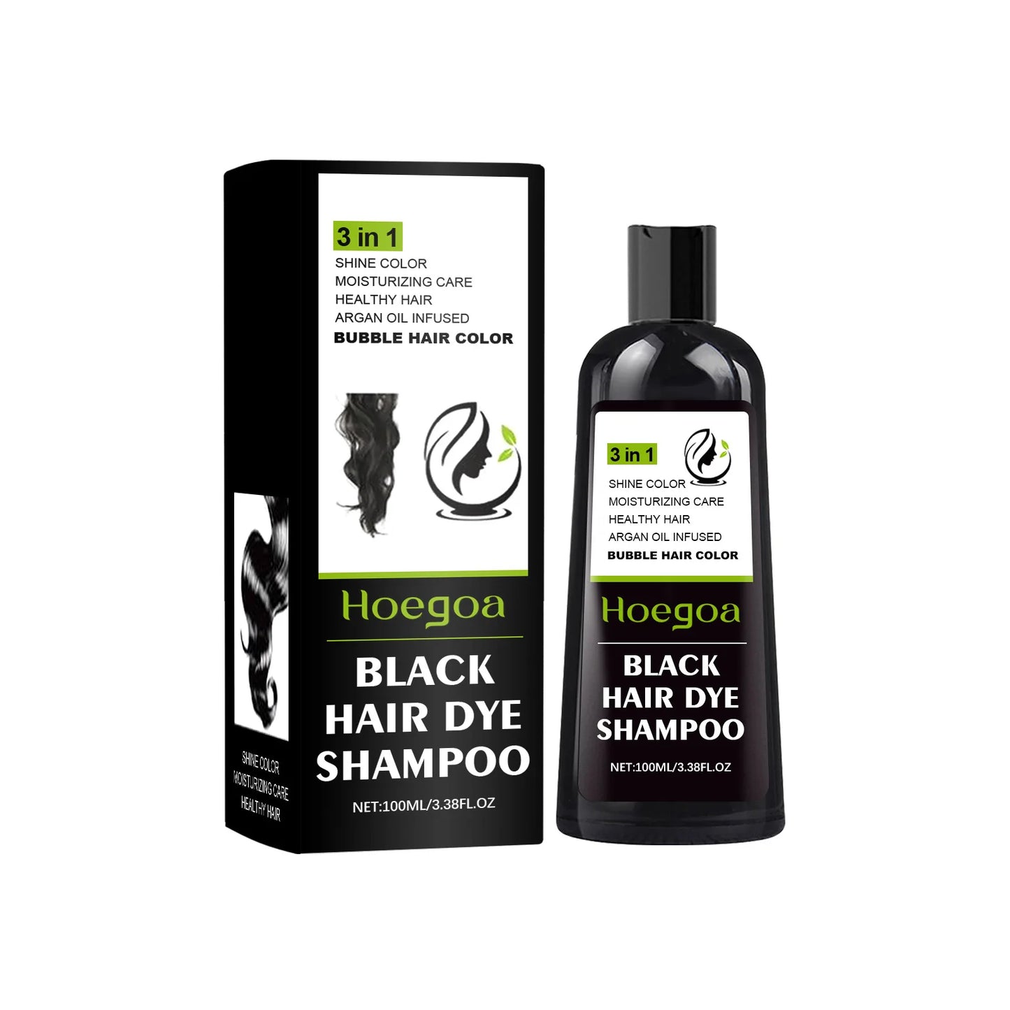 Hoegoa 100ml Hair Dye Shampoo Natural Coloring Fashion Hair Styling Covering Gray White Treatment Permanent Hair Dyeing Shampoo