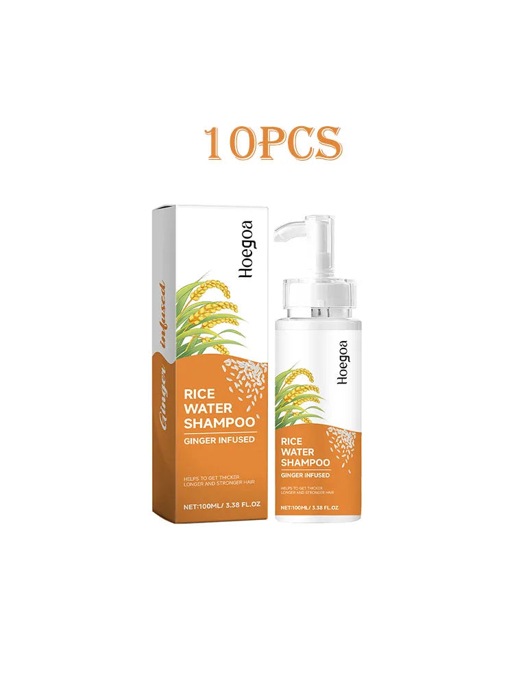 Hoegoa 100ml Rice Hair Growth Shampoo Strengthen Repairing Scalp Nourish Moisturize Dry Hair Anti Hair Loss Dandruff Smooth Hair