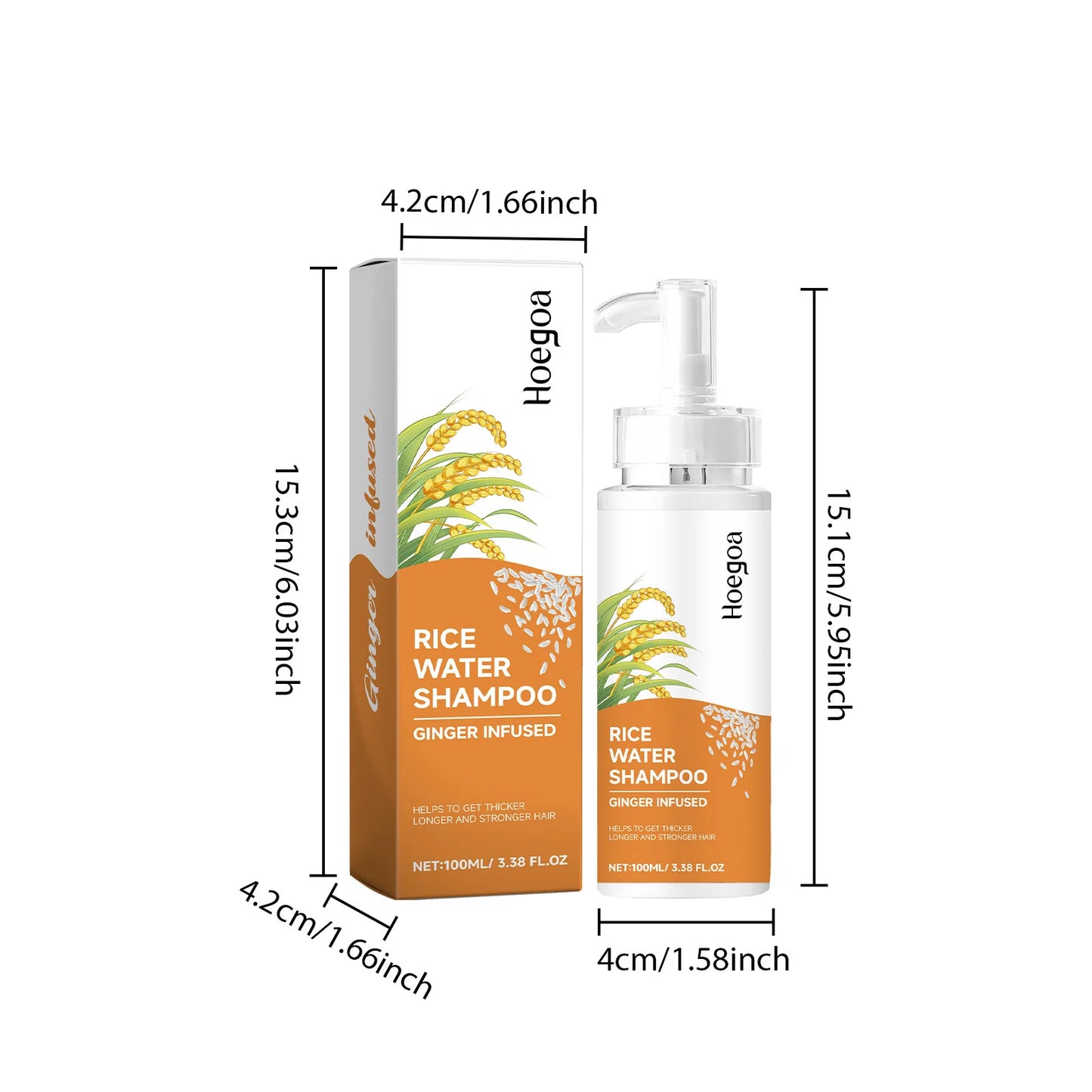 Hoegoa 100ml Rice Hair Growth Shampoo Strengthen Repairing Scalp Nourish Moisturize Dry Hair Anti Hair Loss Dandruff Smooth Hair