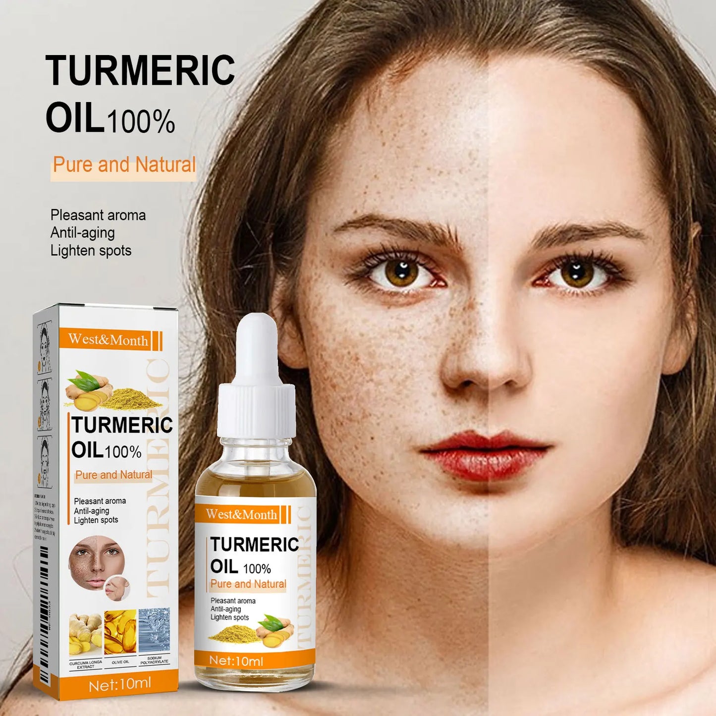 West&Month Turmeric Face Care Series Pore Minimizer Exfoliator Reducing Acne Brightening Dark Spot Remove Facial Hydrating Toner