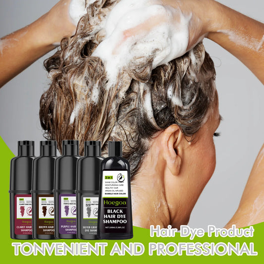 Hoegoa 100ml Hair Dye Shampoo Natural Coloring Fashion Hair Styling Covering Gray White Treatment Permanent Hair Dyeing Shampoo
