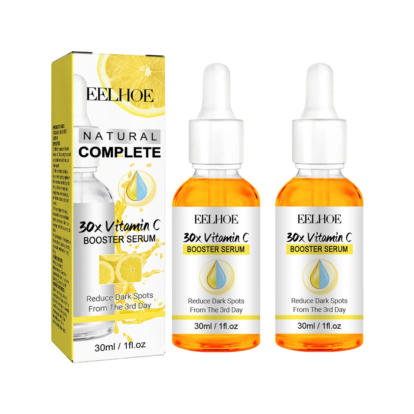 EELHOE Vitamin C Booster Serum Reduce Dark Spots Brightening Even Skin Tone Moisturizing Hydrating Essence Daily Facial Care